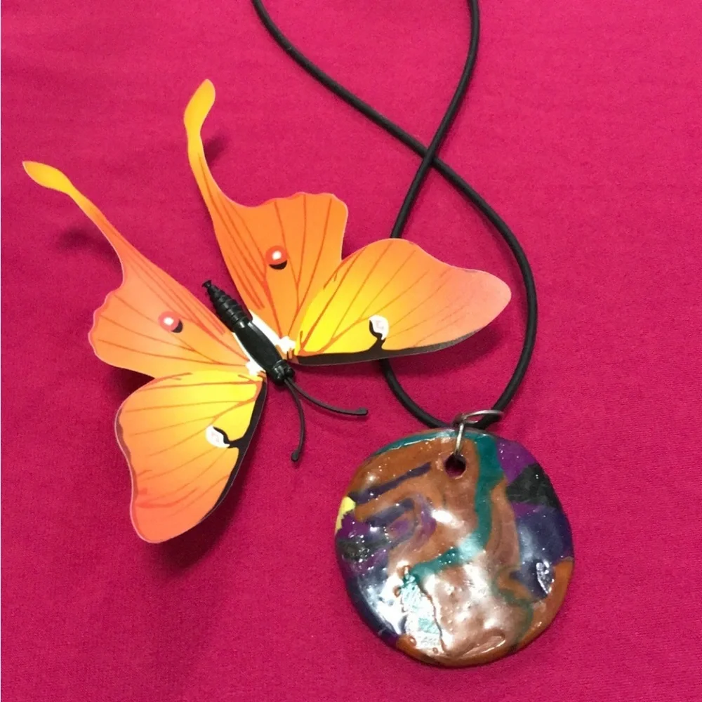 Bohemian Ceramic One of a Kind Handmade Rare Unique Necklace